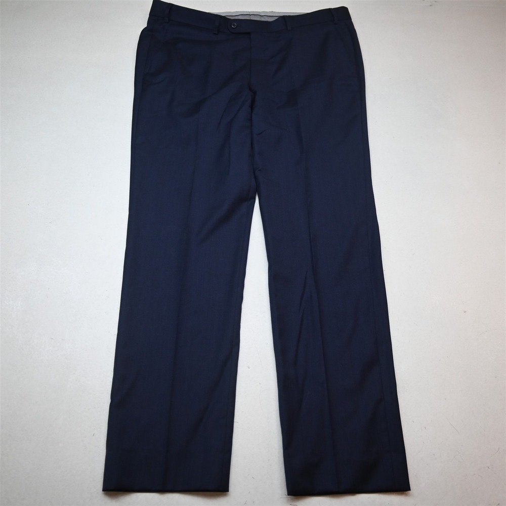 Vitale Barberis Canonico 40x34 Blue Super 110s Wool Straight Dress Mens Pants